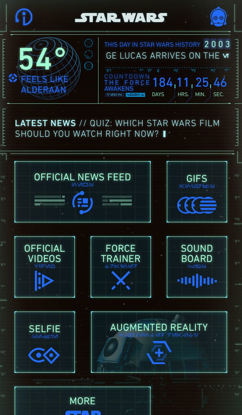 Droid dashboard (iOS shown)