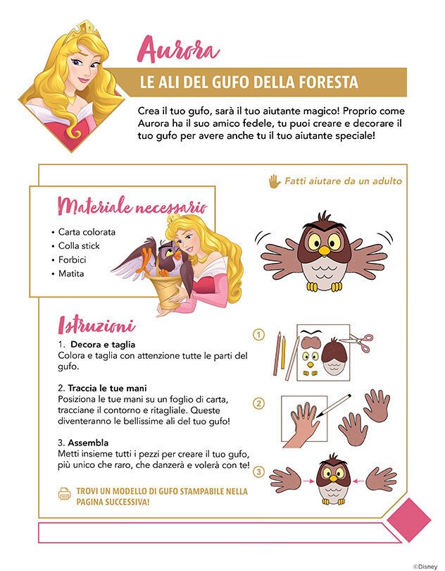 Istruzioni per creare un gufo magico fatto di carta.