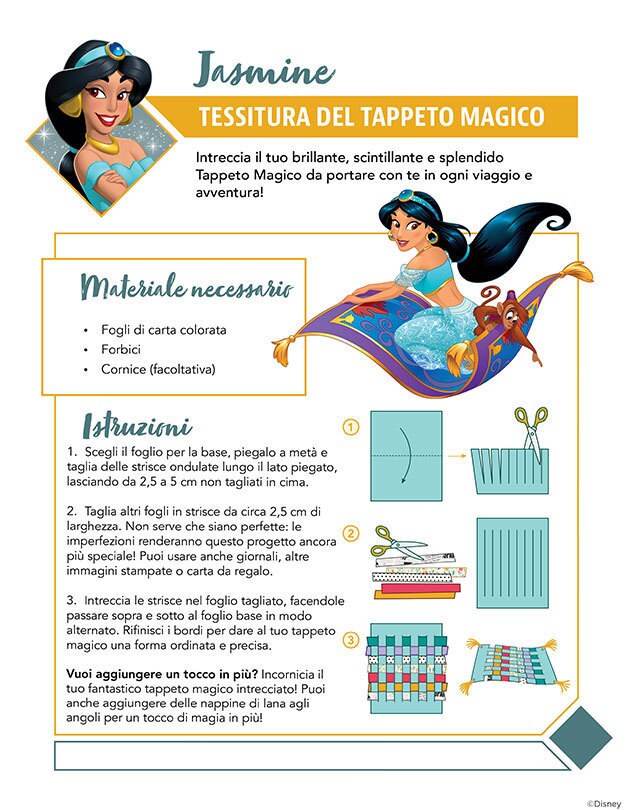 Istruzioni per intrecciare uno splendido Tappeto Magico usando fogli di carta.