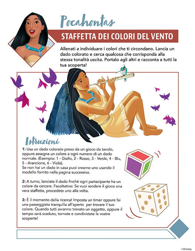 Gioco con abbinamento dei colori ispirato a Pocahontas.
