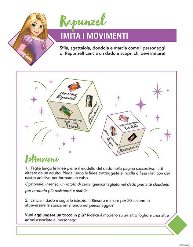 Gioco di dadi ispirato ai personaggi del film Disney Rapunzel - L'Intreccio della Torre.