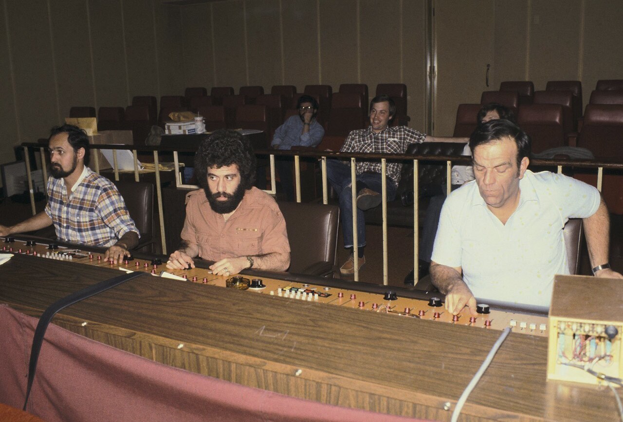 Ben Burtt and others play sound effects for George Lucas.