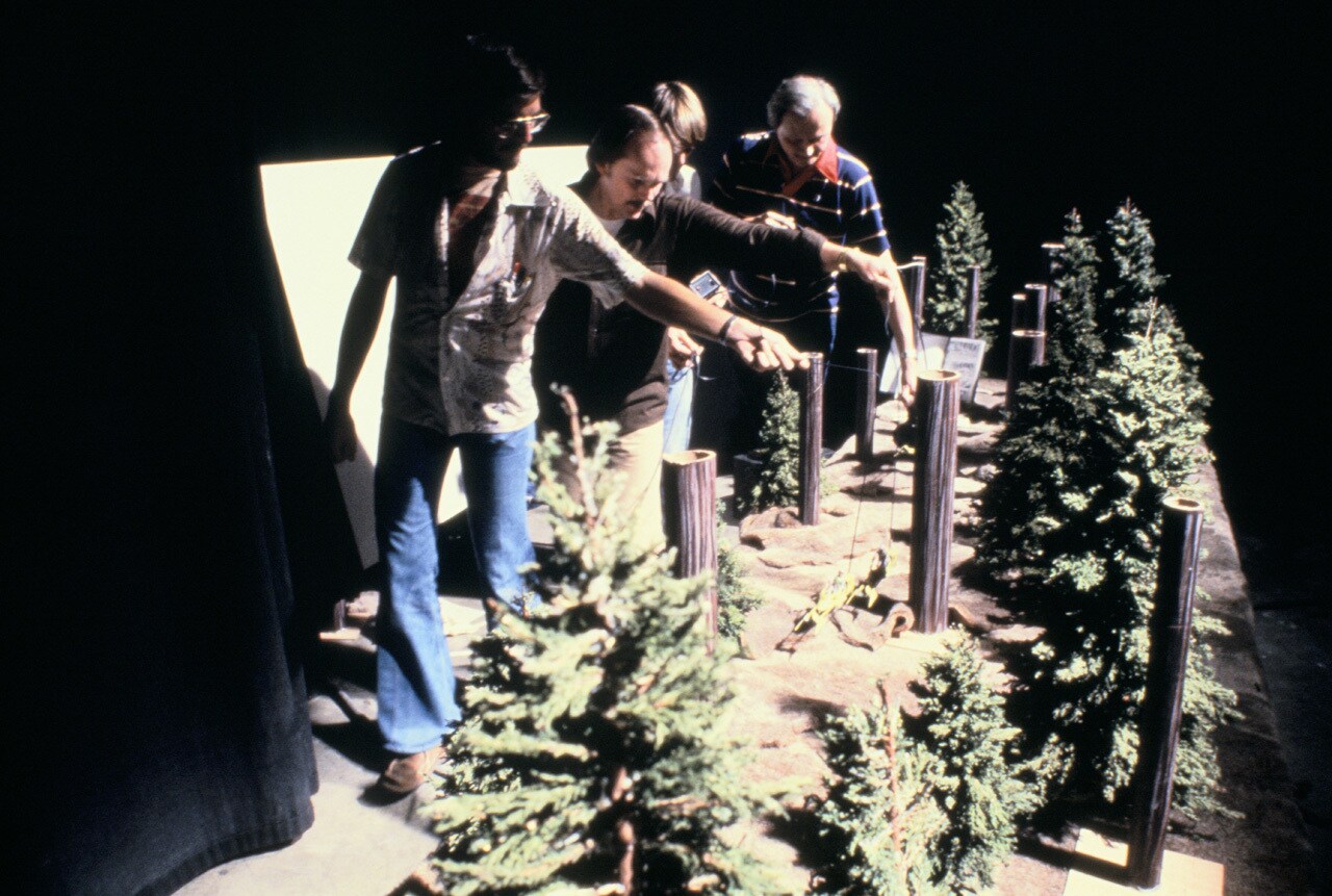Crew working on the Endor set