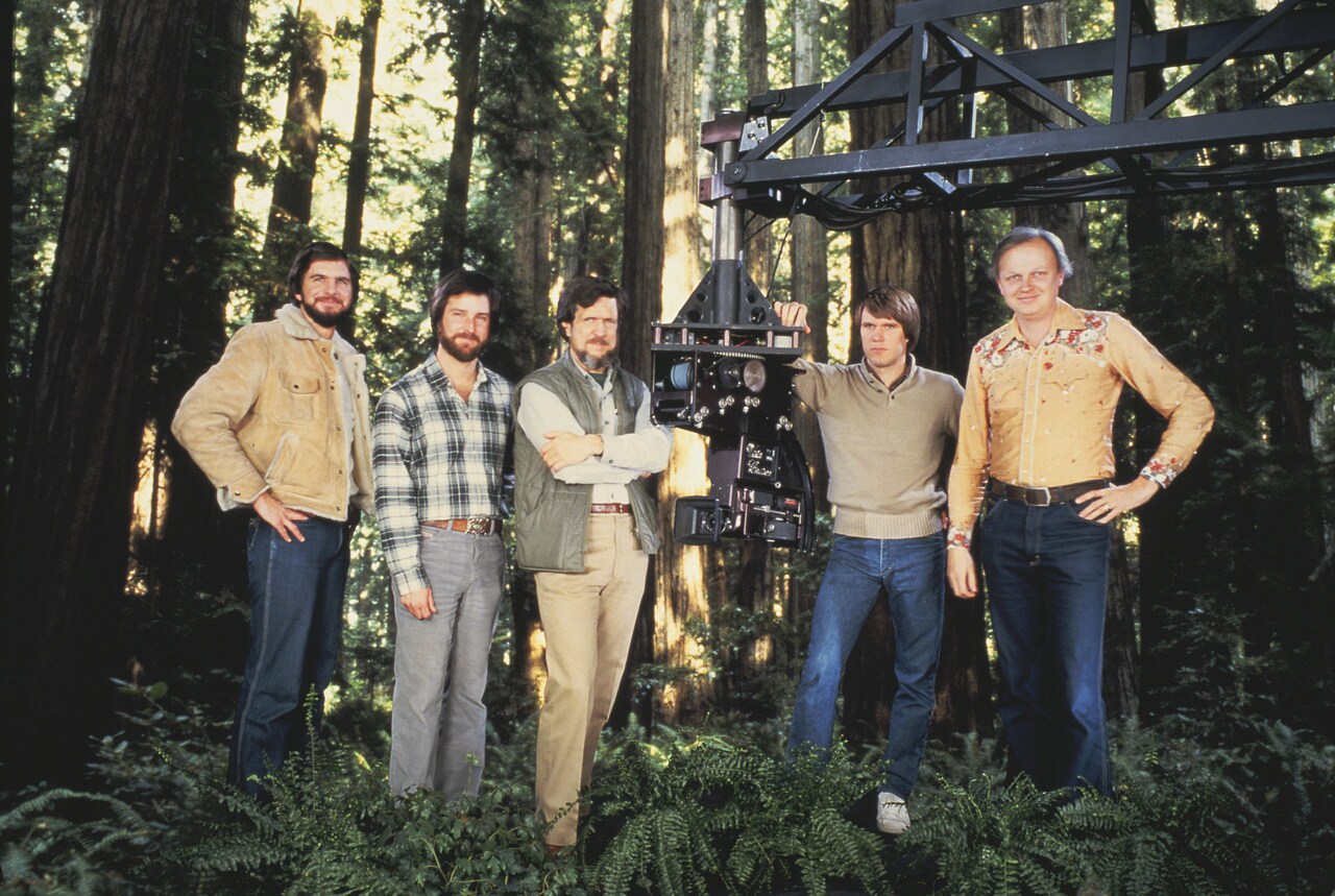 The crew on the set of Endor