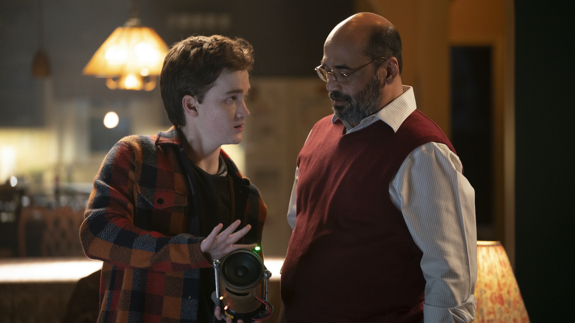 (L-R): Matt Lintz as Bruno and Mohan Kapur as Yusuf in Marvel Studios' MS. MARVEL, exclusively on Disney+. Photo by Daniel McFadden. ©Marvel Studios 2022. All Rights Reserved.