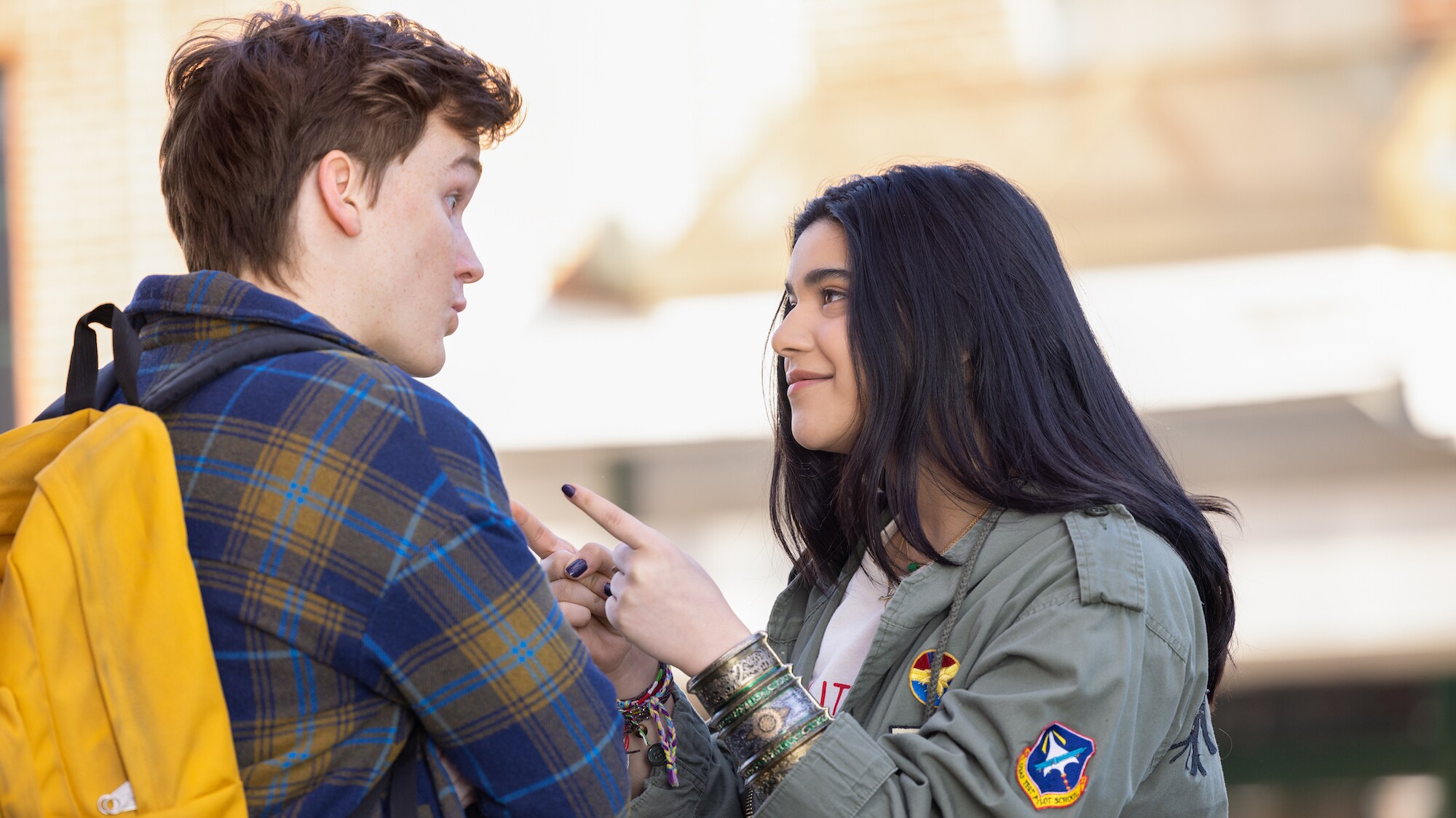 (L-R): Matthew Lintz as Bruno and Iman Vellani as Ms. Marvel/Kamala Khan in Marvel Studios' MS. MARVEL, exclusively on Disney+. Photo by Chuck Zlotnick. ©Marvel Studios 2022. All Rights Reserved.