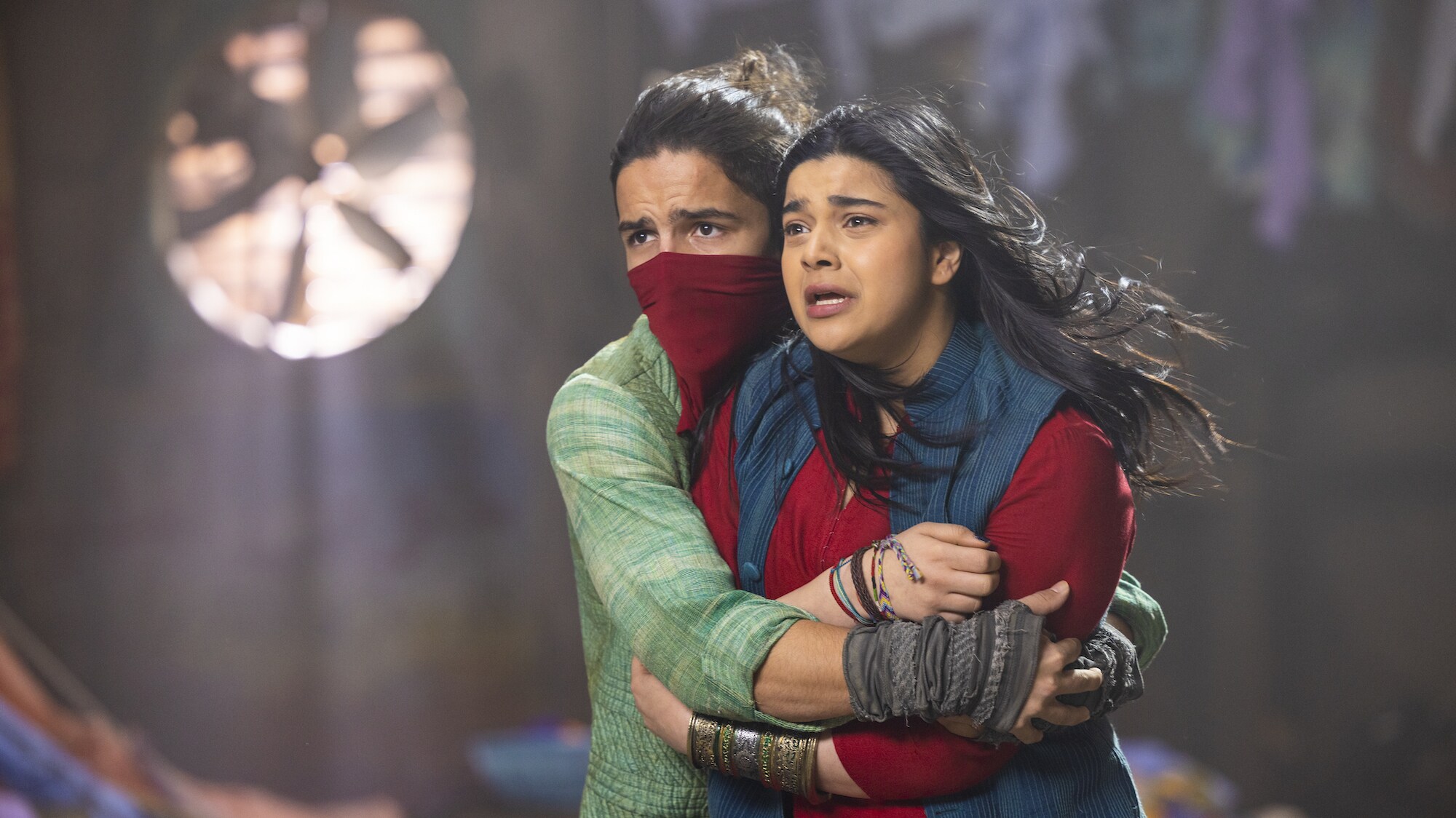 (L-R): Aramis Knight as Red Dagger/Kareem and Iman Vellani as Kamala Khan/Ms. Marvel in Marvel Studios' MS. MARVEL, exclusively on Disney+. Photo by Chuck Zlotnick. ©Marvel Studios 2022. All Rights Reserved.