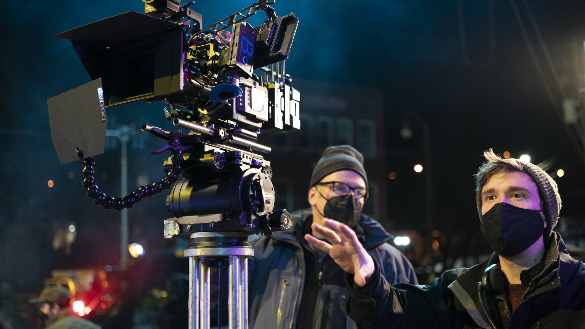 (Right): Cinematographer Robrecht Heyvaert on the set of Marvel Studios' MS. MARVEL, exclusively on Disney+. Photo by Chuck Zlotnick. ©Marvel Studios 2022. All Rights Reserved.