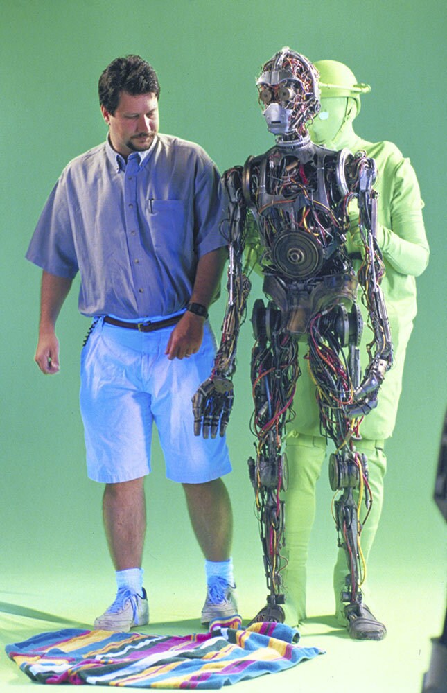 John Knoll with the C-3PO puppet