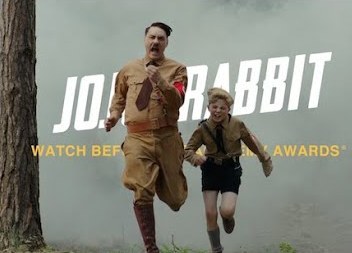 Two characters running in an image from the movie "Jojo Rabbit" - Watch before the Academy Awards