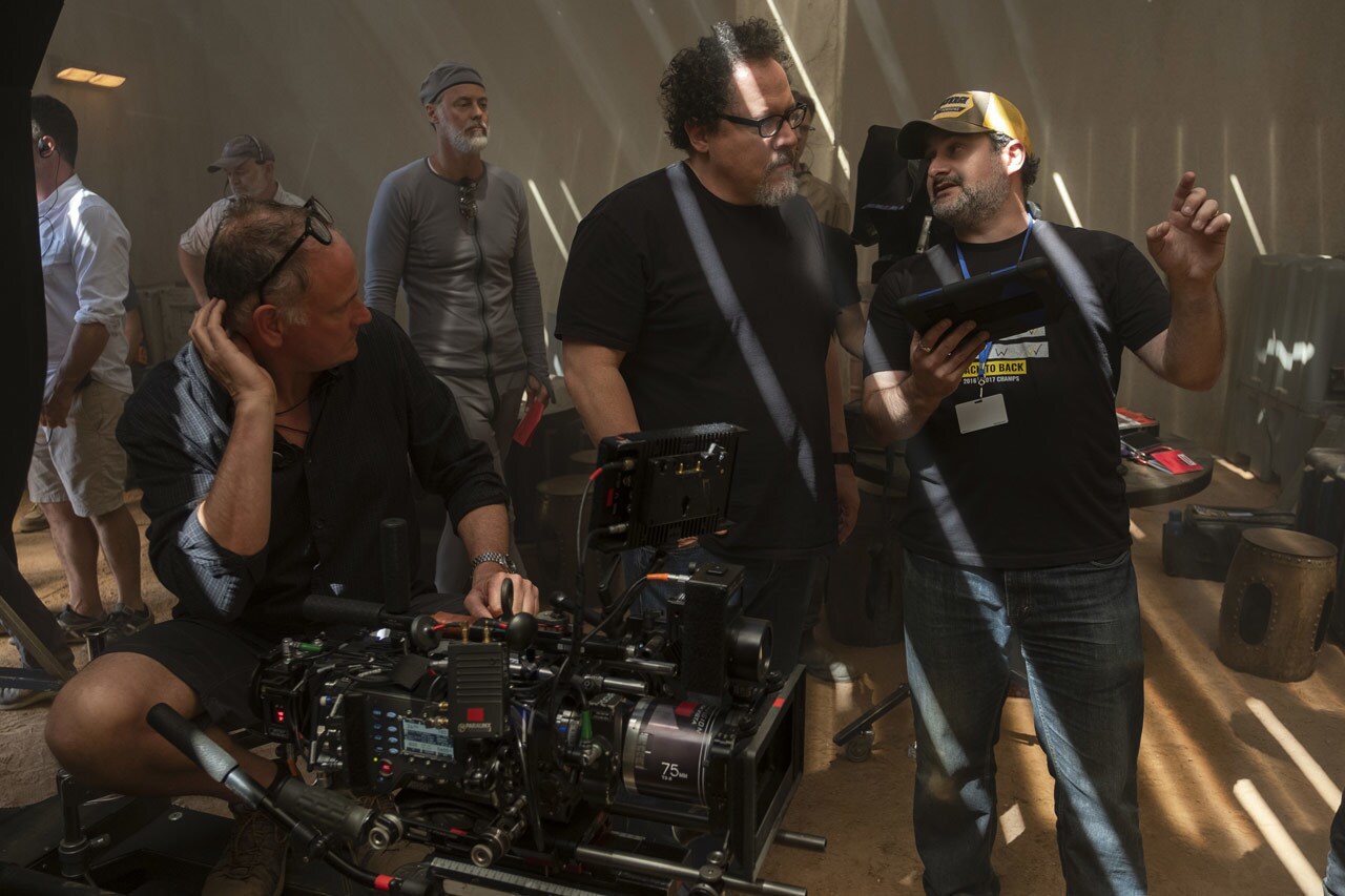 Jon Favreau and Dave Filoni on set of The Mandalorian