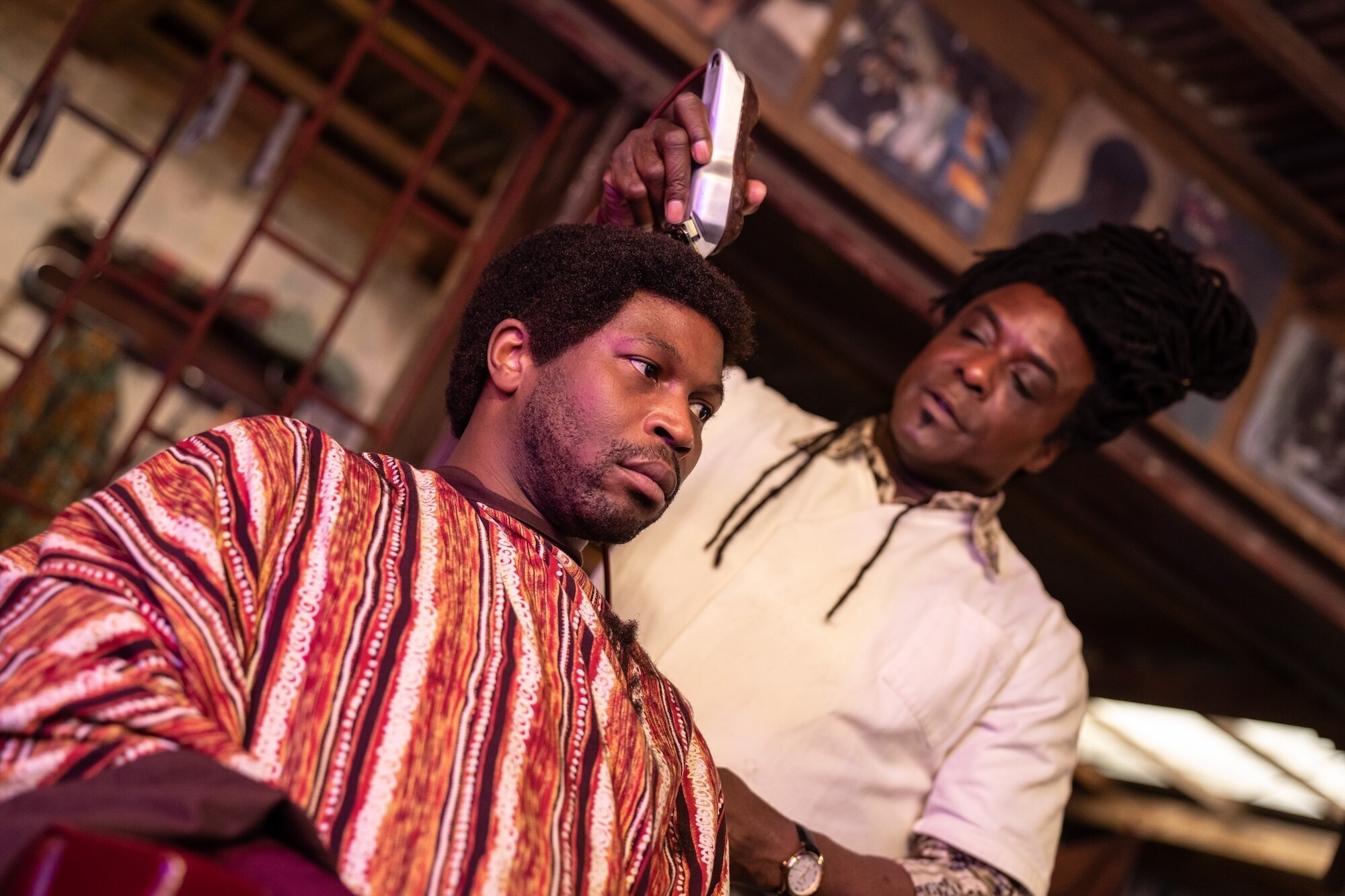 Picture Shows: Barber (Ariyon Bakare) Rashid Abubakar (Stefan Adegbola) James Pardon/BBC Studios/Disney/Bad Wolf