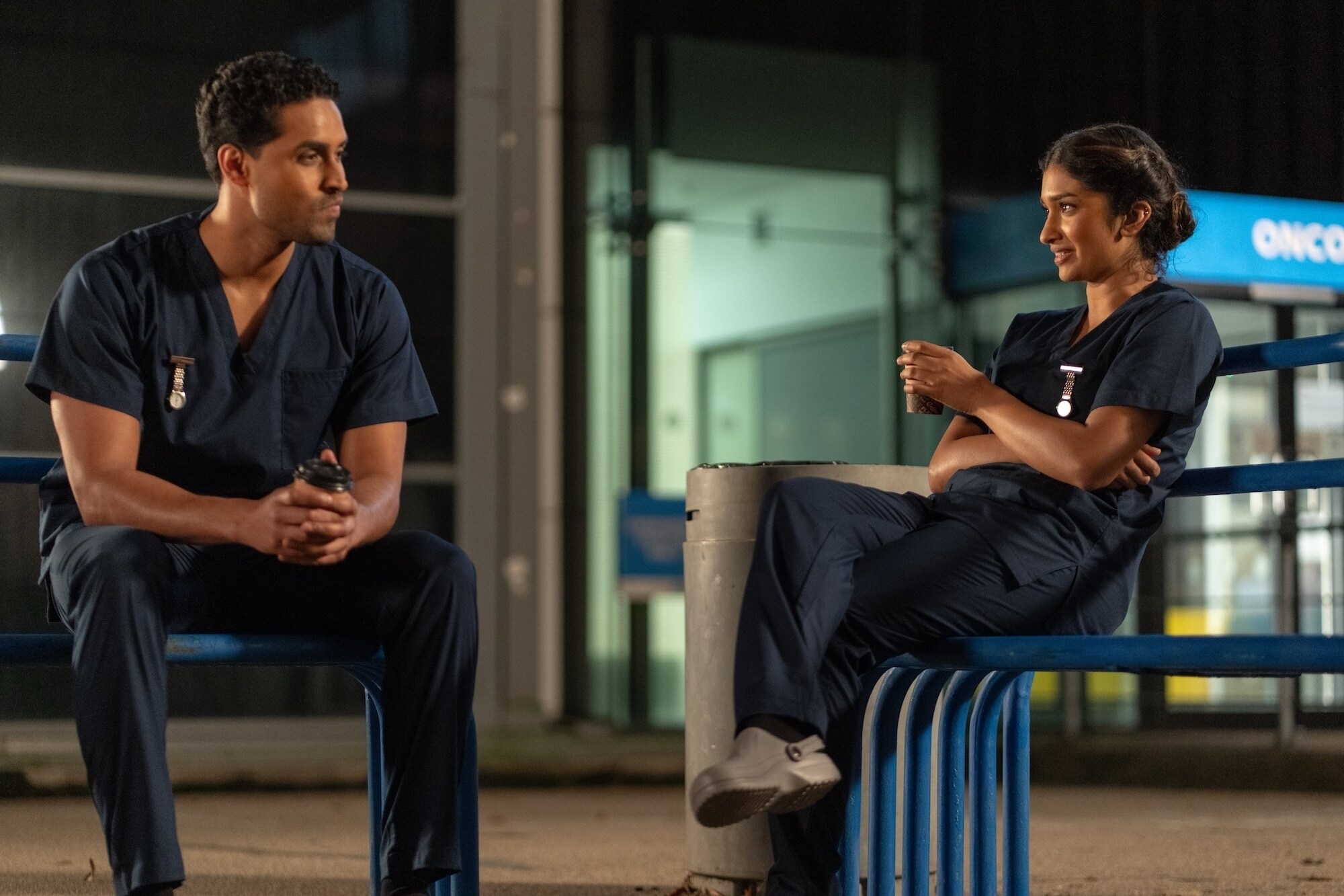 Picture Shows: Stefan (Jeff Kunjumon) and Belinda Chandra (Varada Sethu) James Pardon/BBC Studios/Disney/Bad Wolf