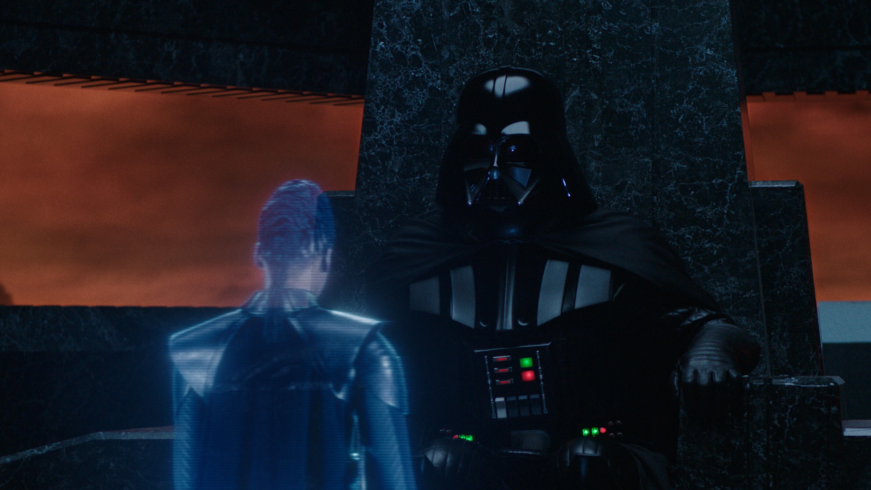 (L-R): Reva (Moses Ingram) and Darth Vader (Hayden Christensen) in Lucasfilm's OBI-WAN KENOBI, exclusively on Disney+. © 2022 Lucasfilm Ltd. & ™. All Rights Reserved.