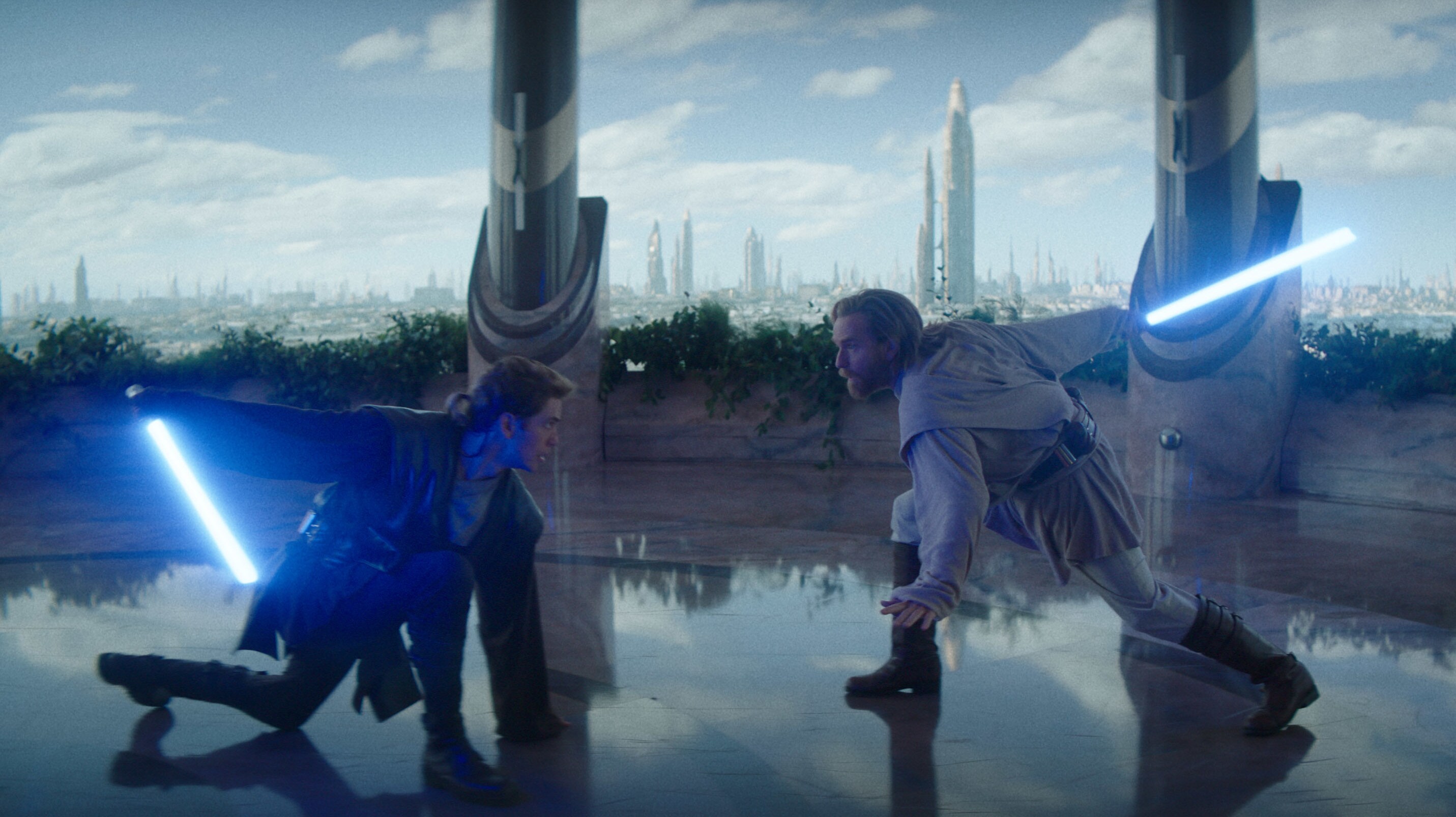 (L-R): Hayden Christensen (Anakin Skywalker) and Obi-Wan Kenobi (Ewan McGregor) in a scene from Lucasfilm's OBI-WAN KENOBI, exclusively on Disney+. © 2022 Lucasfilm Ltd. & ™. All Rights Reserved.