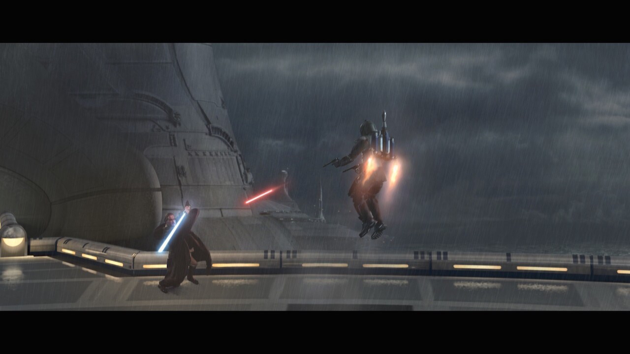 Obi-Wan recognized Fett as the assassin he’d sought on Coruscant, and tried to capture him so he ...