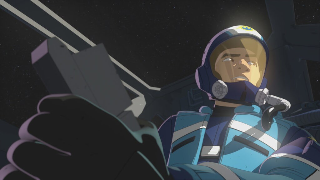 Kaz in his X-wing cockpit in Star Wars Resistance.