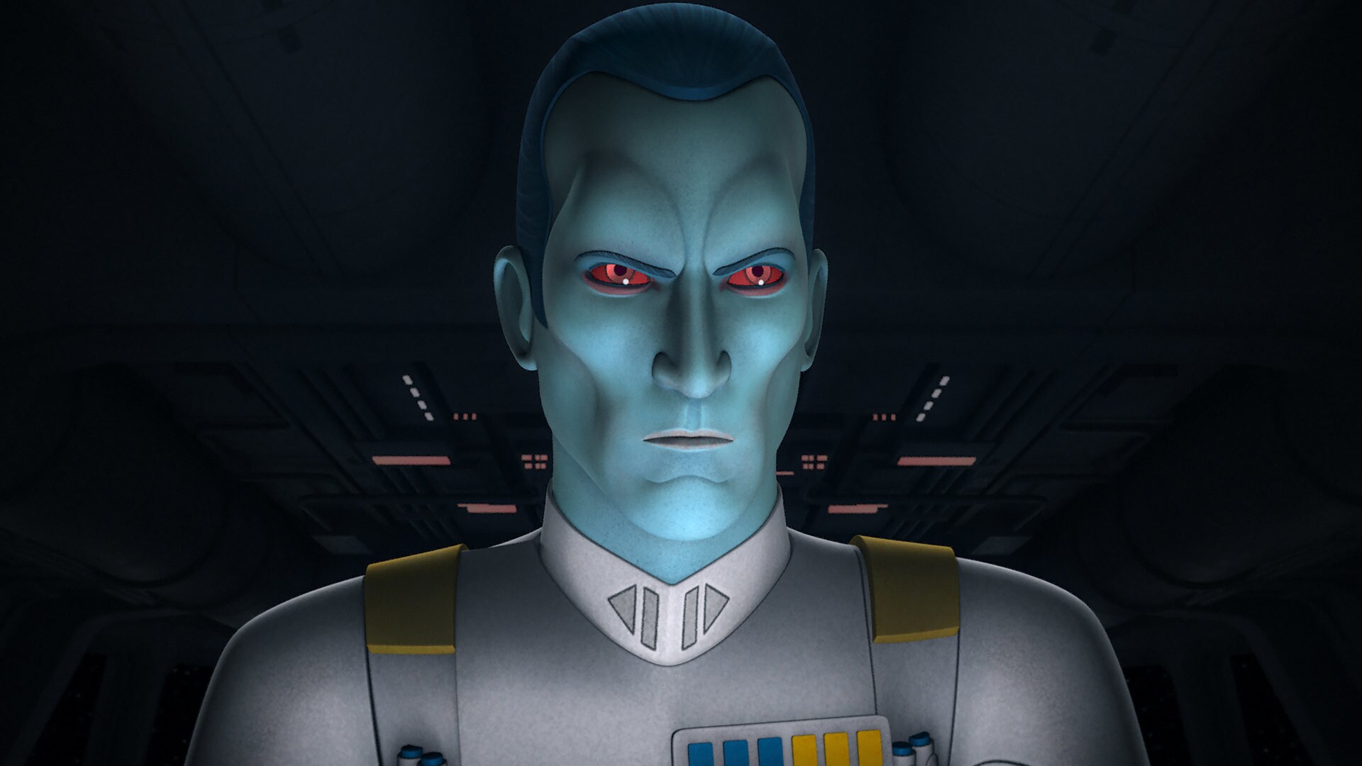 Hera weaves through the Empire's forces, making the jump to lightspeed. Thrawn is not pleased.