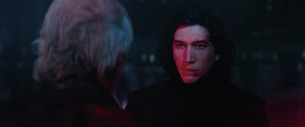 Kylo Ren confronting Han Solo on Starkiller Base