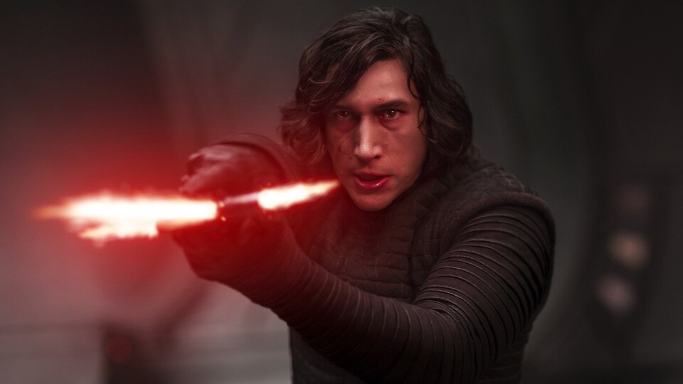 Kylo Ren from Star Wars holding  a lightsaber
