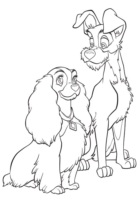 Lady and Tramp colouring page