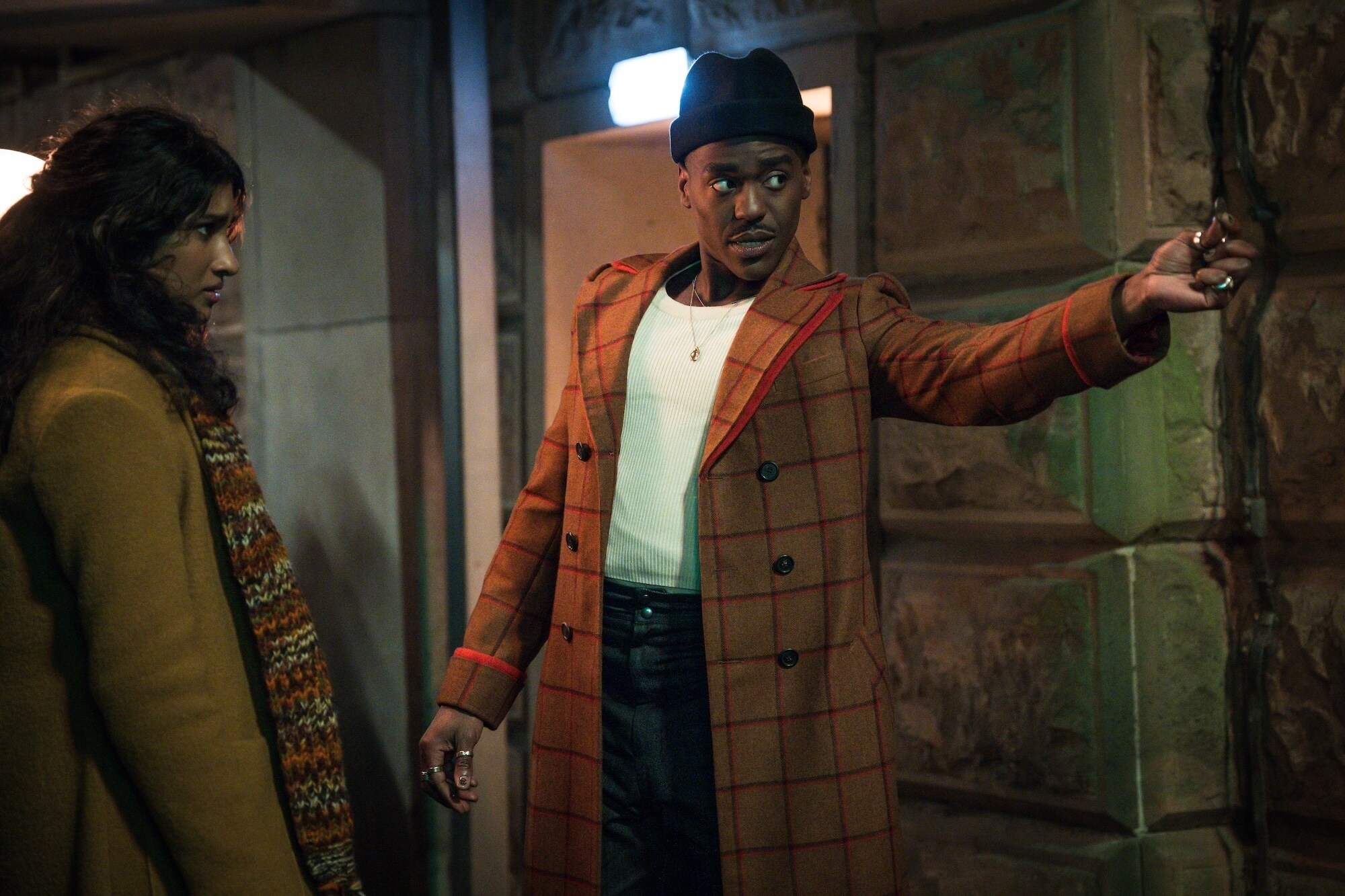 Picture Shows: Belinda Chandra (Varada Sethu) The Doctor (Ncuti Gatwa) Lara Cornell/BBC Studios/Disney/Bad Wolf