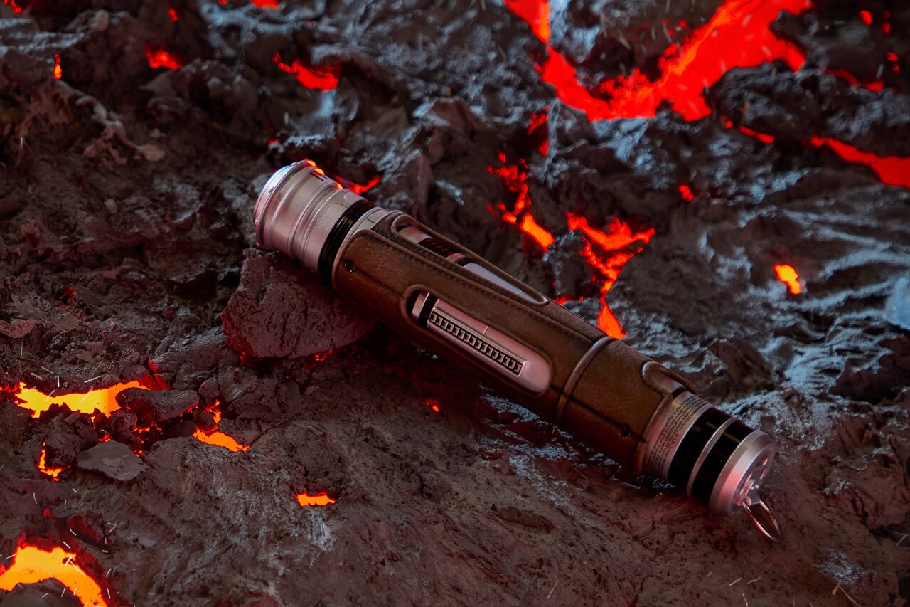 A lifestyle image of Devon Izara’s Legacy lightsaber hilt.