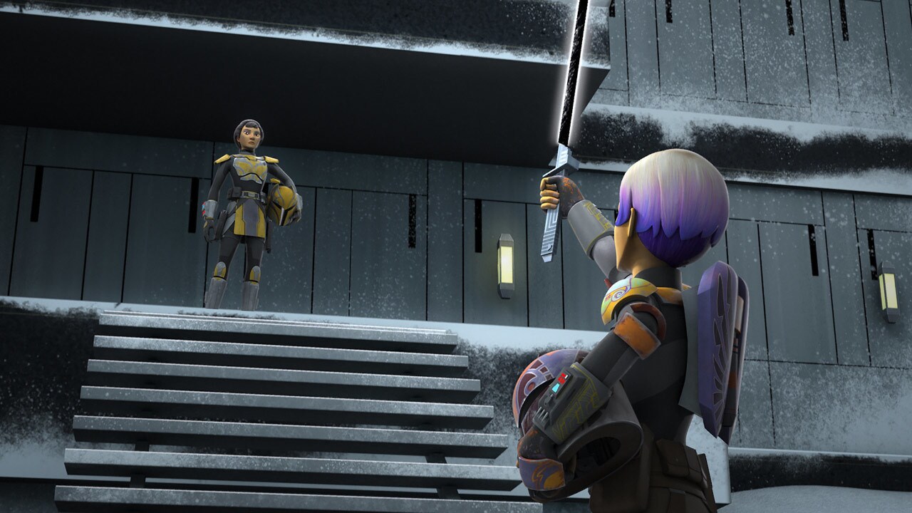 At the clan's stronghold, Sabine's mother, Ursa Wren, emerges and demands her daughter be put in ...