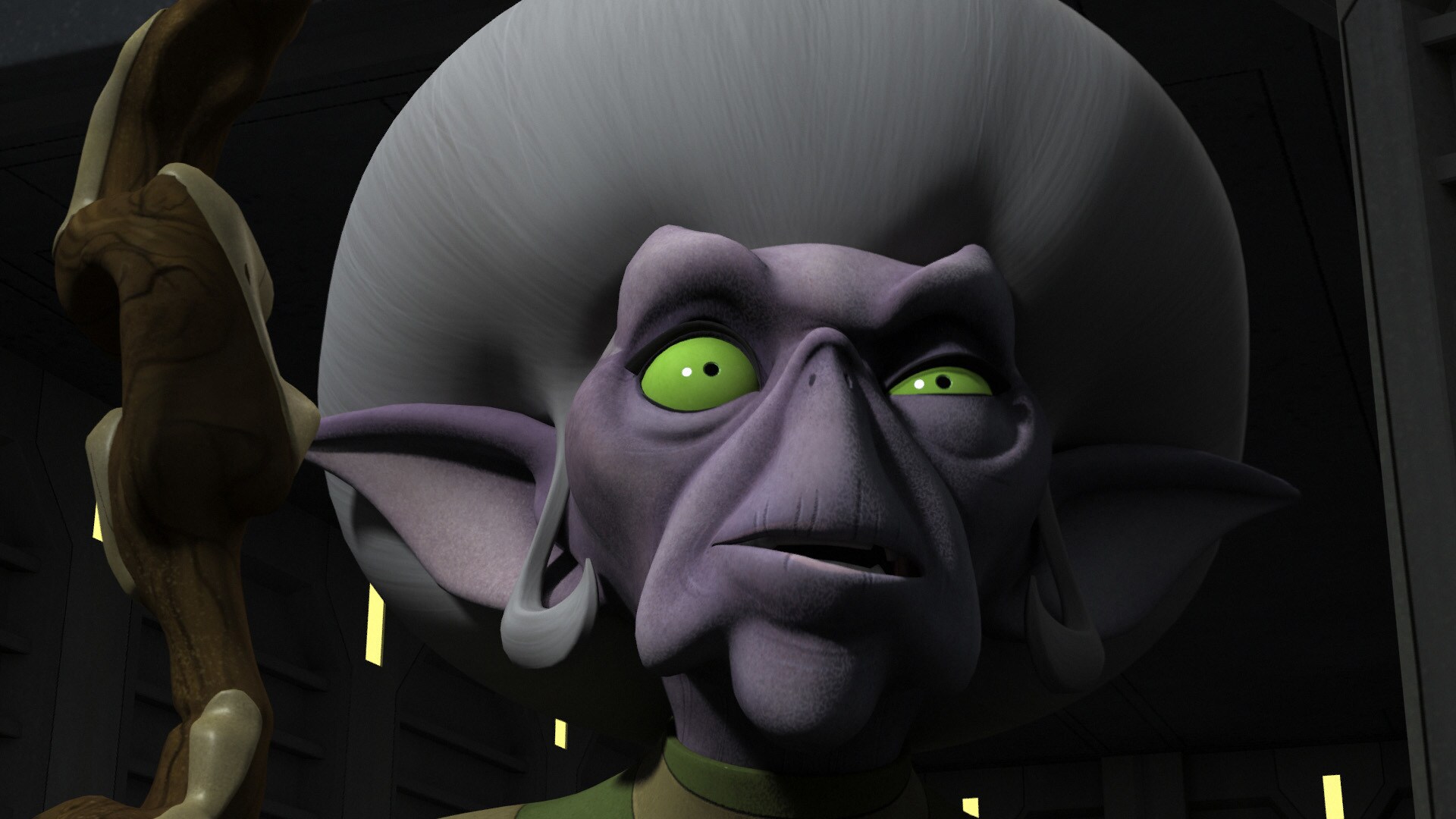 The male introduces himself as Gron, saying he served under Zeb in the Honor Guard. The elder is ...