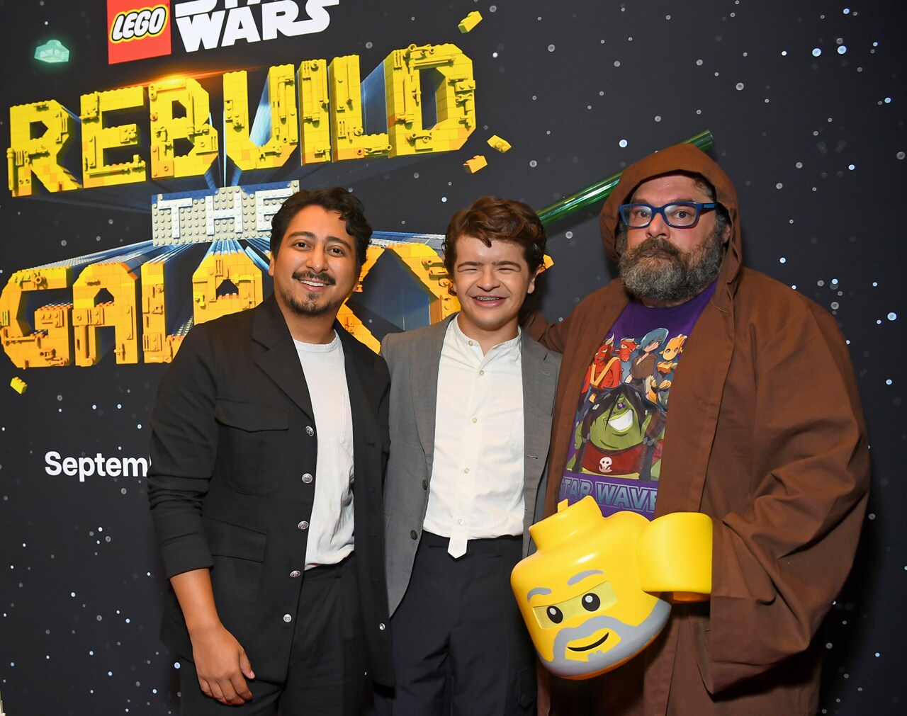 (L-R) Tony Revolori, Gaten Matarazzo and Bobby Moynihan attend the special screening of LEGO Star Wars: Rebuild The Galaxy at El Capitan Theatre on September 12, 2024 in Hollywood, California. (Photo by Alberto E. Rodriguez/Getty Images for Disney)