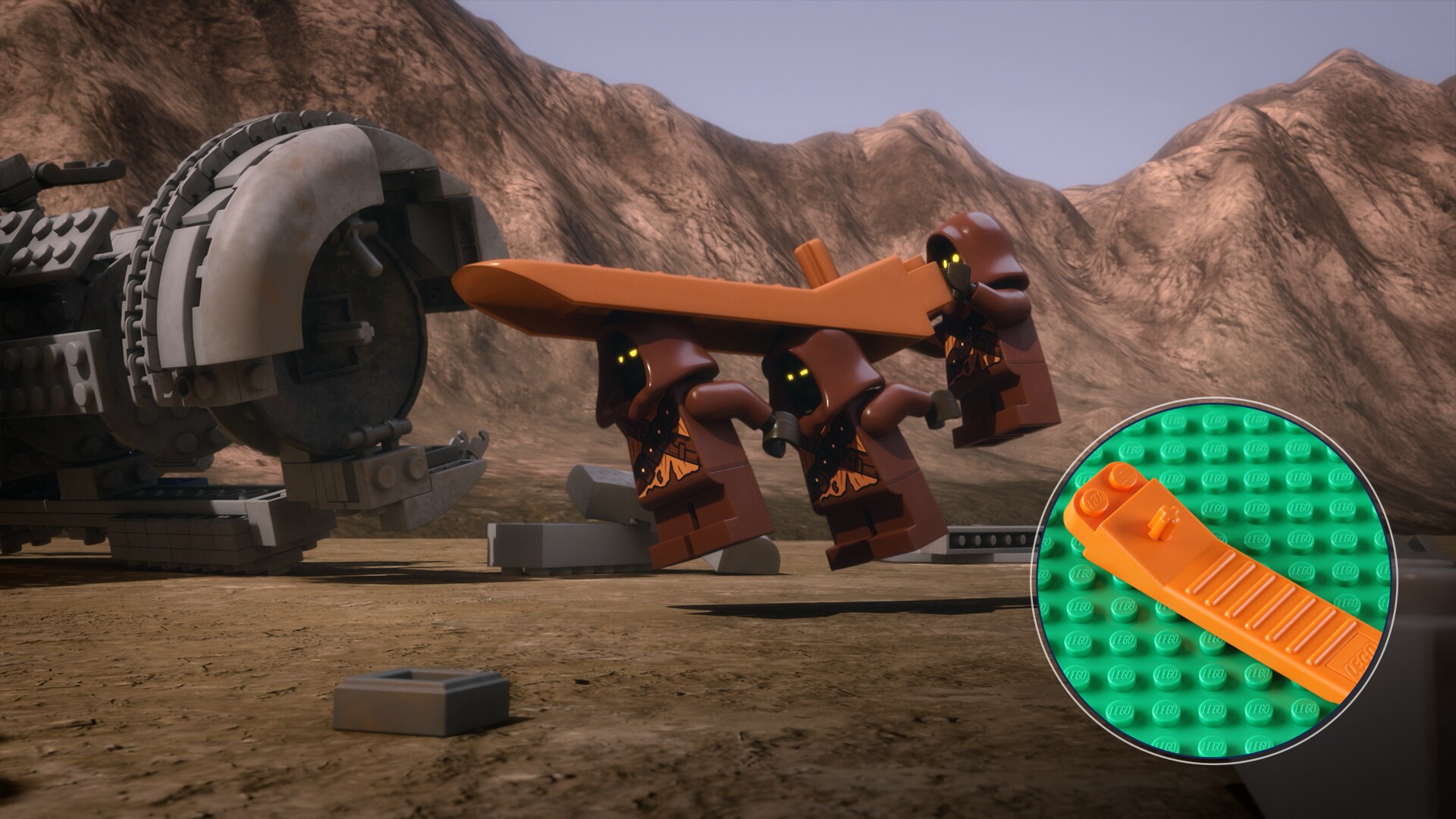 Jawas can be spotted utilizing a standard LEGO brick separator.