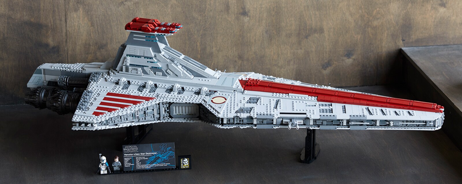 The LEGO Star Wars UCS Venator-Class Republic Attack Cruiser on a table