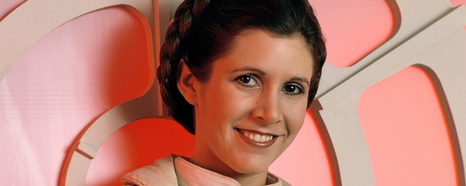 Princess Leia smiles in Star Wars: The Empire Strikes Back.