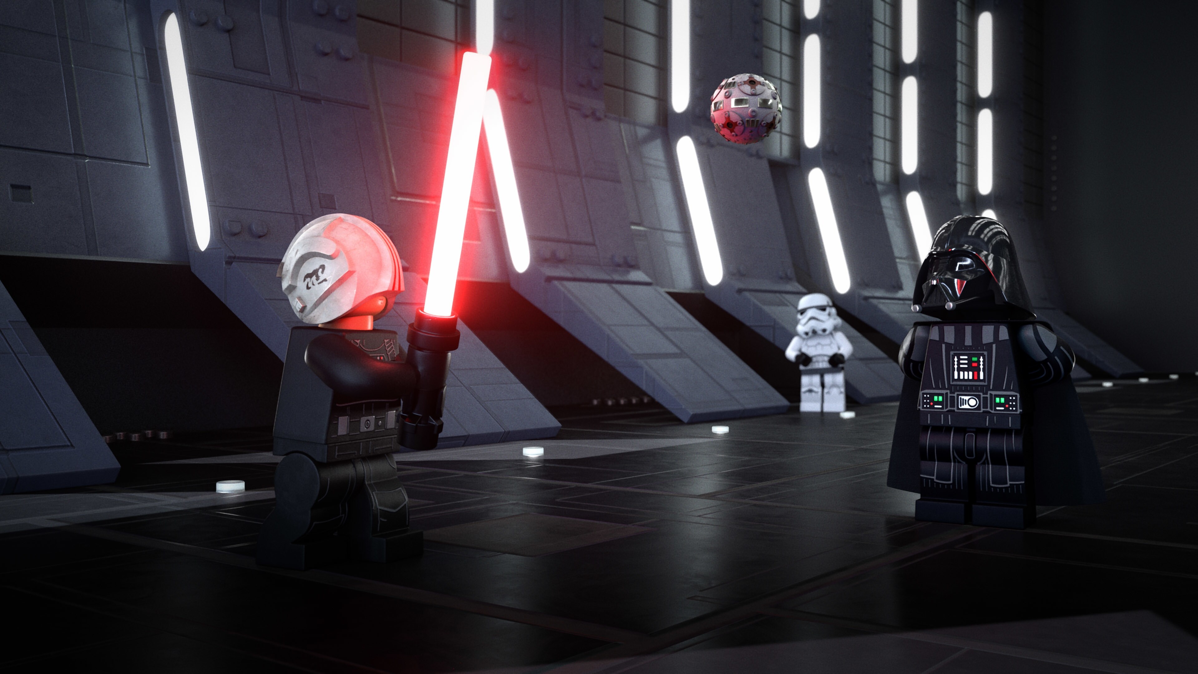 (L-R): Darth Vader trains Luke Skywalker in the tale of "The Wookiee's Paw" in LEGO STAR WARS TERRIFYING TALES exclusively on Disney+. ©2021 Lucasfilm Ltd. & TM. All Rights Reserved.