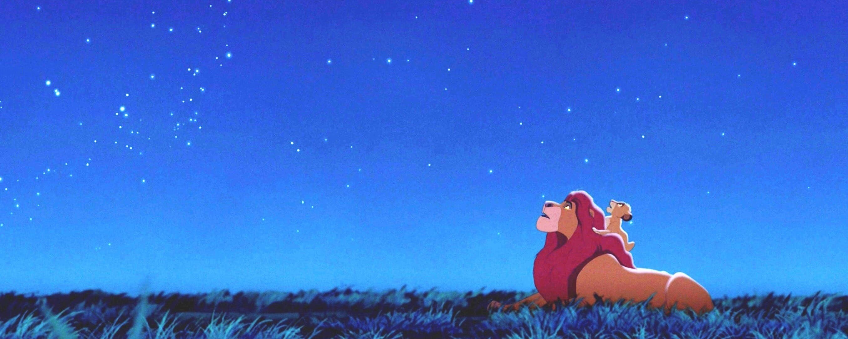 Mufasa and Simba looking up at the stars