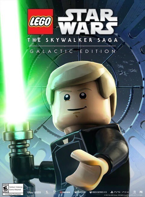 Lego Star Wars The Skywalker Saga: Galactic Edition Poster, Image of Luke Skywalker as a lego holding a green lightsaber