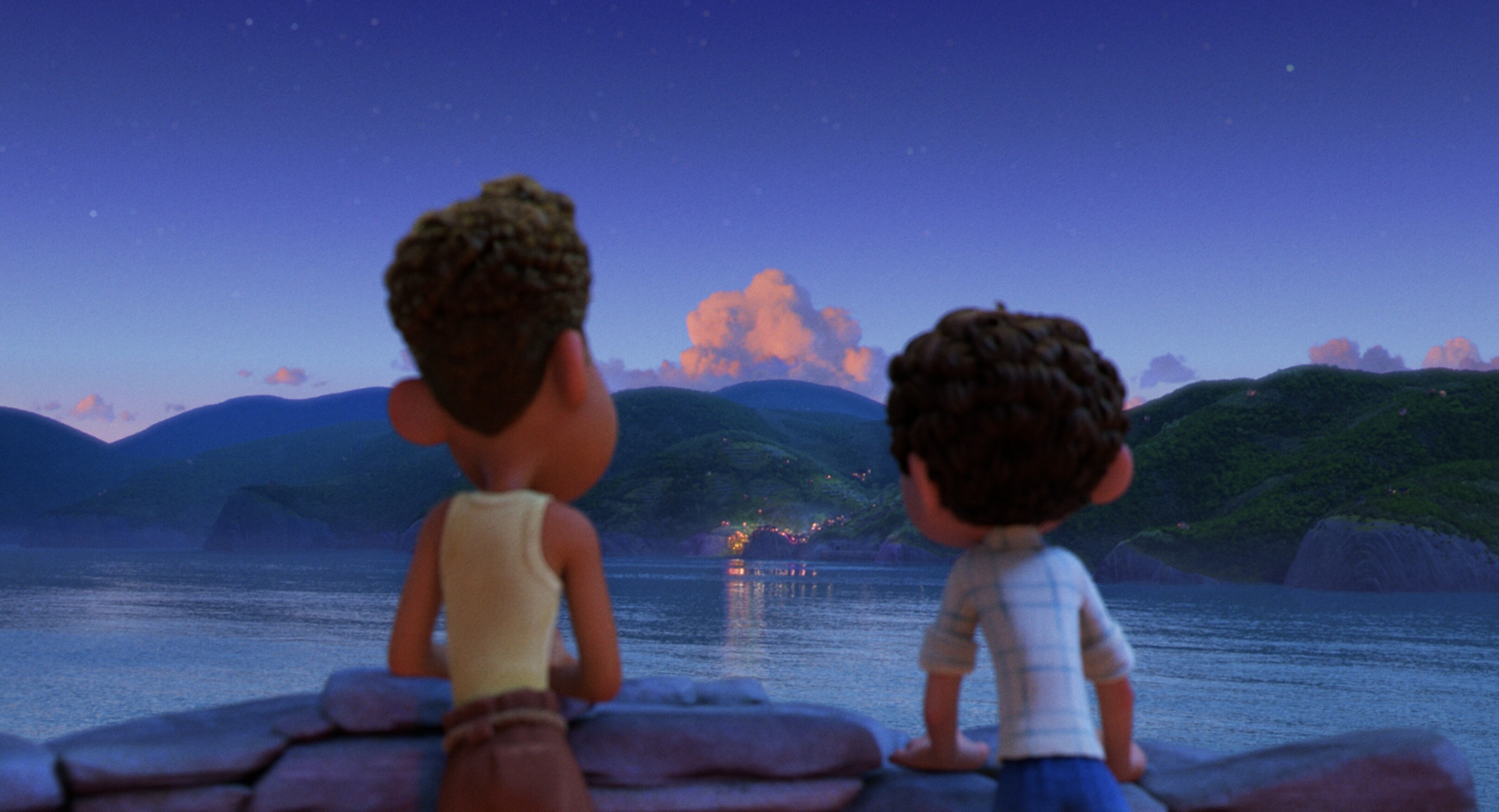 Luca and Alberto look at the ocean