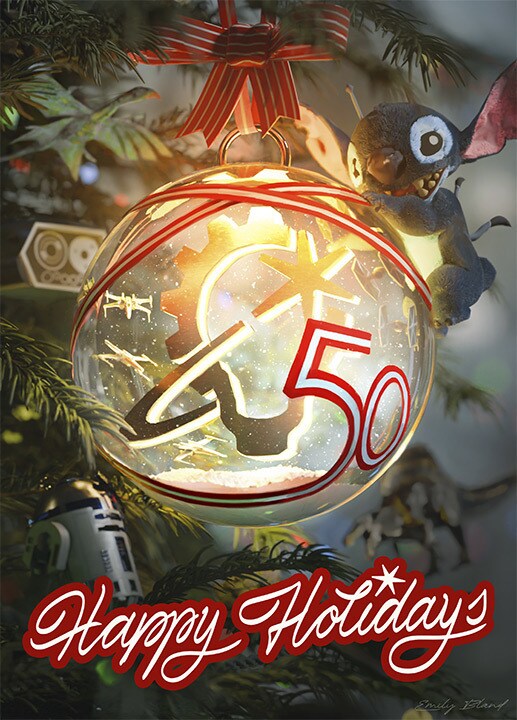 ILM’s 50th anniversary holiday card by Emily Bland.