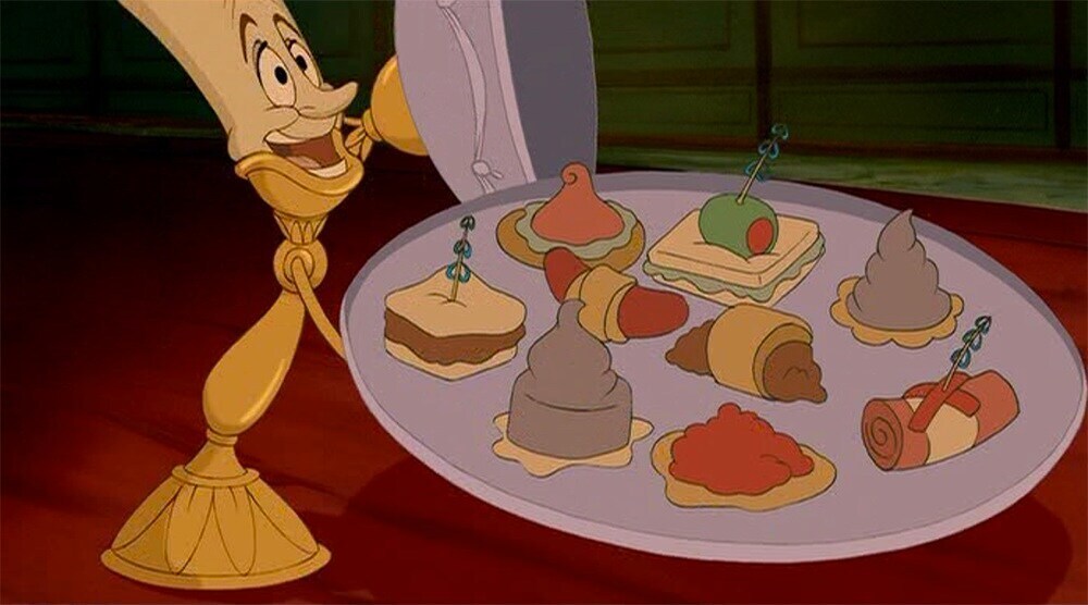Lumiere serving hors d’oeuvres from the film "Beauty and the Beast"