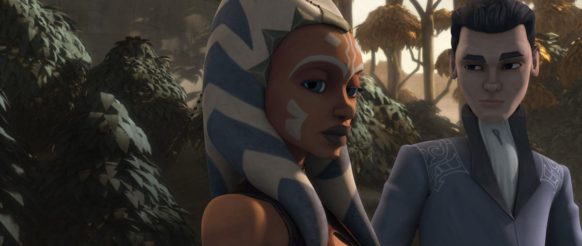 Lux Bonteri talking with Ahsoka Tano in his family's garden