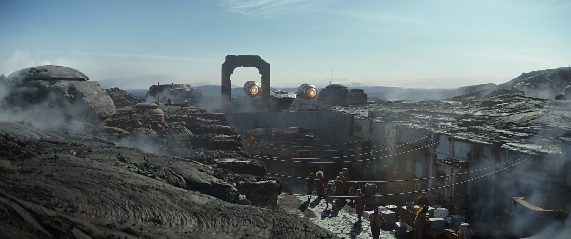 Nevarro, the volcanic home of the Mandalorian covert, was inspired by the dry and hard-packed lav...