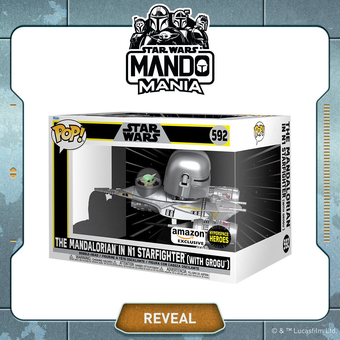 Super Deluxe Pop! The Mandalorian on N1 Starfighter (with Grogu) by Funko (Amazon Exclusive)