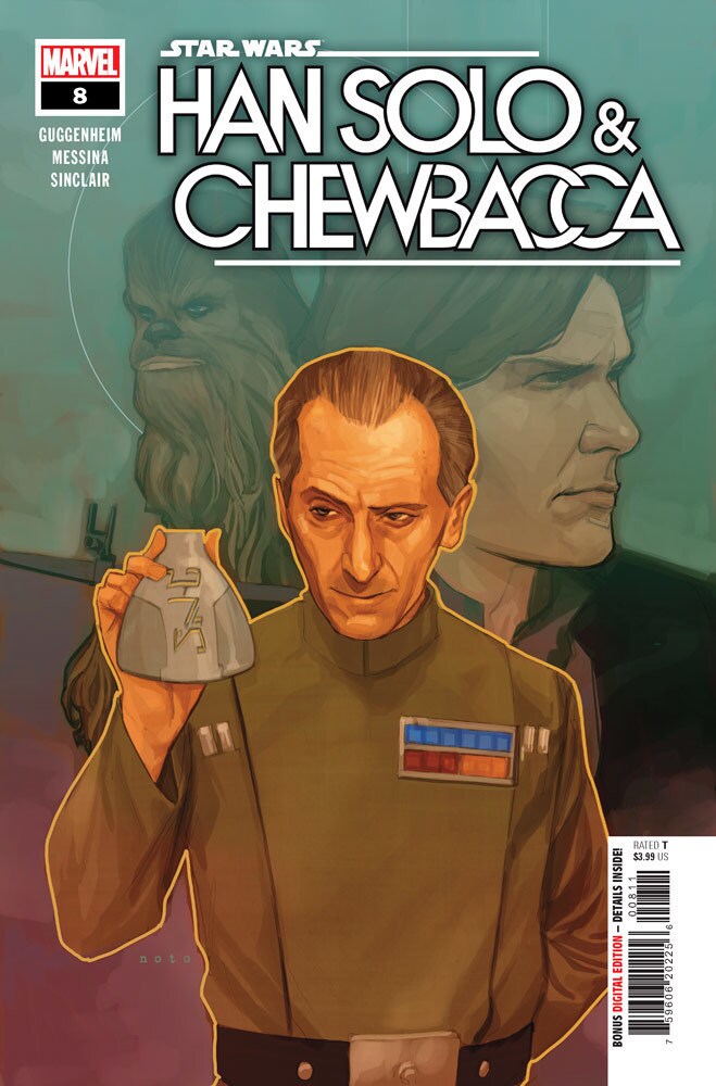 Grand Moff Tarkin with Han and Chewie on the cover of Marvel's Han Solo & Chewbacca #8.