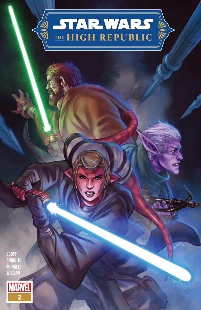 The cover of Marvel's Star Wars: The High Republic #2 featuring Jedi Knight Vildar Mac and others.