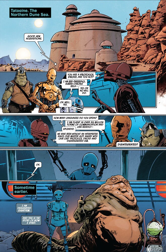 C-3PO arrives at Jabba's palace in Star Wars: Jabba's Palace #1.