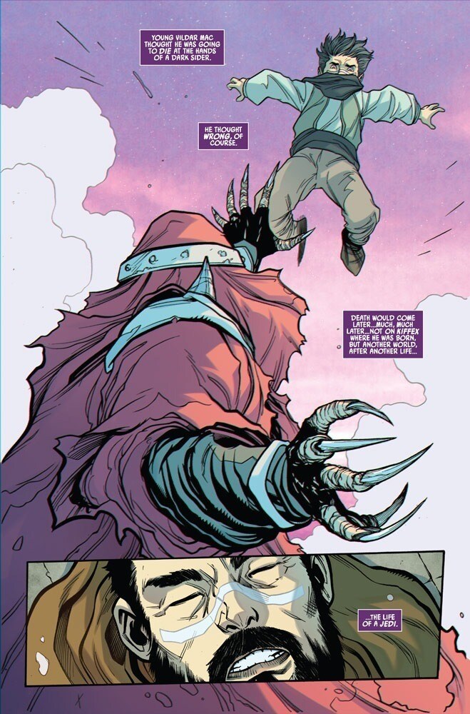 Jedi Knight Vildar Mac dreams after losing consciousness in Marvel's Star Wars: The High Republic #2.