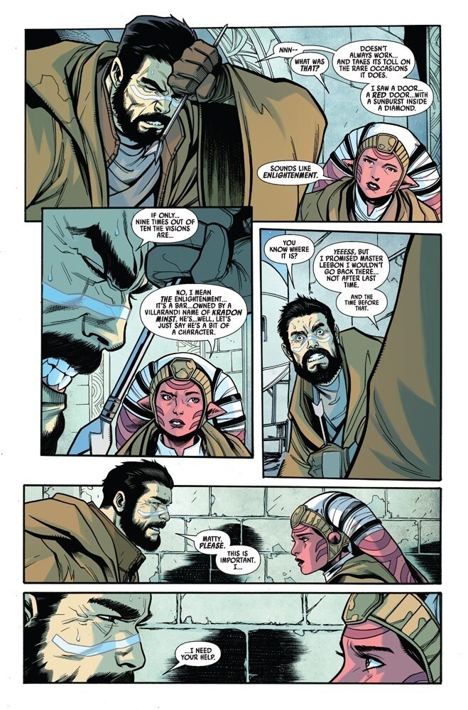 Jedi Knight Vildar Mac asks his Padawan for help finding a dark-side warrior in Marvel's Star Wars: The High Republic #2.