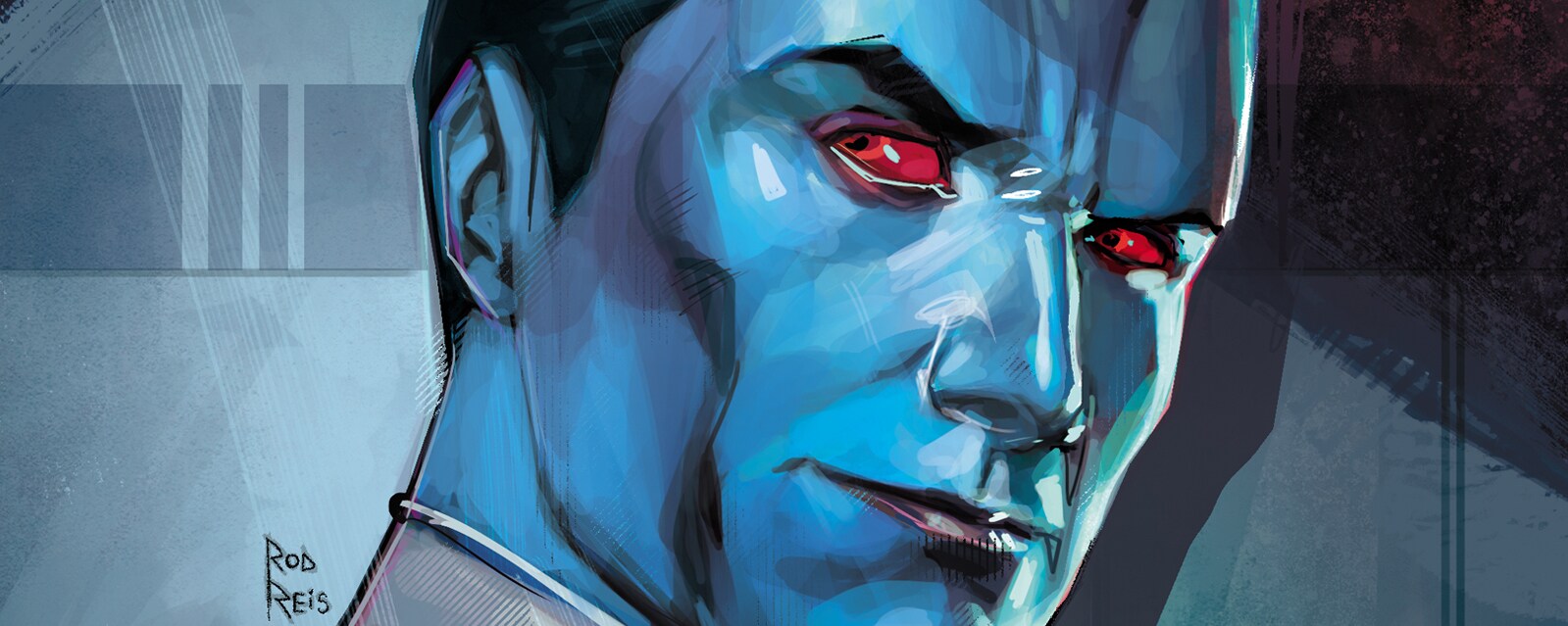 A closeup of Grand Admiral Thrawn on the cover of Marvel's Thrawn: Alliances