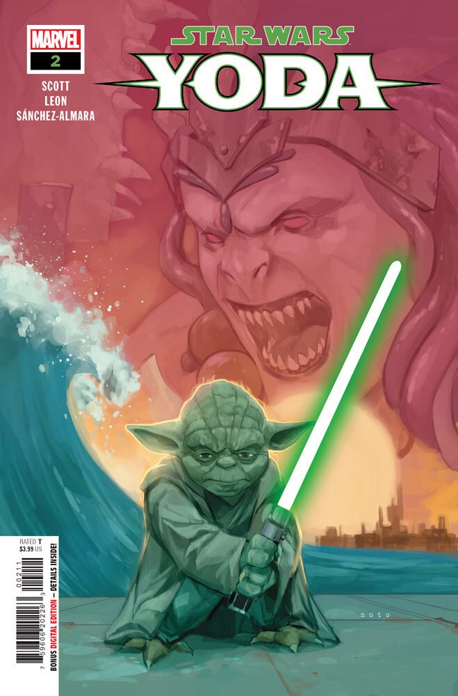 Yoda with his lightsaber on the cover of Marvel's Star Wars: Yoda #2.