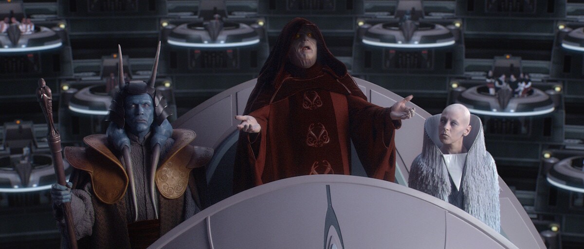 Palpatine initiating the formation of the Galactic Empire